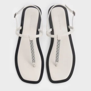 Giày sandals đế bệt Chain-Link - Phấn